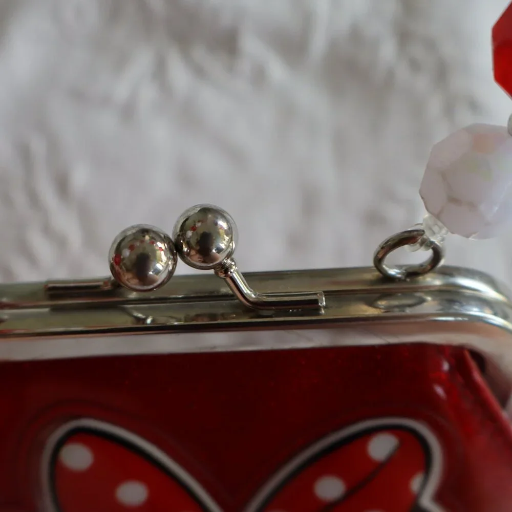 Minnie Mouse Disney parks children's purse with beaded handle glitter red